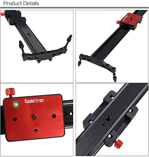 Koolertron Rail Slider Chariot Curseur Rail Coulissant Support en Alliage d aluminium Syst  me de Stabilisation Vid  o Tournage avec la Vis 1 4  et 3 8  pour Appareil Photo DSLR Cam  scope Canon Nikon Sony  60cm   24   Rouge 