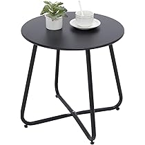Cagnolier Runder Glas Beistelltisch 53x45cm - Schwarzer Metall Couchtisch Für Wohnzimmer