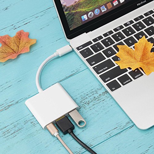 MEALINK USB 3.1 Typ-C Multiport Hub Adapter 3-in-1 USB-C Zum HDMI + USB3.0 + USB-C Ladeanschluss (PD Qucik Ladegerät) Adapterkabel für Apple Neues Macbook | Chromebook Pixel | Dell XPS 13 | Yoga 900 Lumia 950 | 950XL - 6