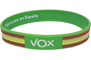 Tiendas LGP - Pulsera de Goma de Silicona con diseño de VOX y Bandera de España, Verde.