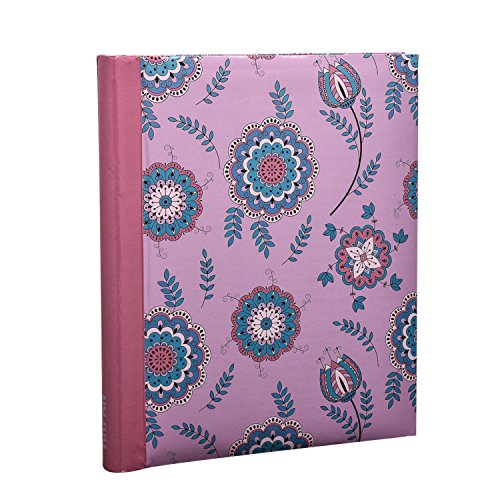 Arpan Fotoalbum, selbstklebend, groß, Spiralbindung, 20 Blatt / 40 Seiten, buntes Blumenmotiv auf rosa Hintergrund