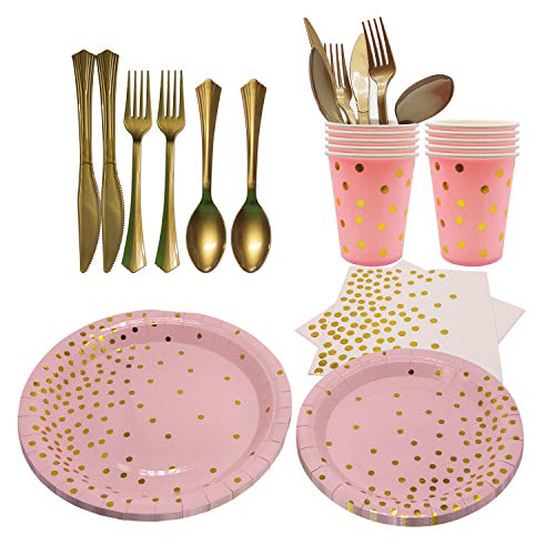 ZJW Set di stoviglie USA e Getta, Party Set Piatti Biodegradabili Natale Decorazioni Tavola Set di Forniture per Festa Compleanni Matrimoni Anniversario