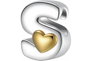 LONGLUCK Perles de breloques pour lettres d'amour A-Z, en argent sterling S925, pour bracelet Pandora, collier, cadeaux de bijoux pour femmes