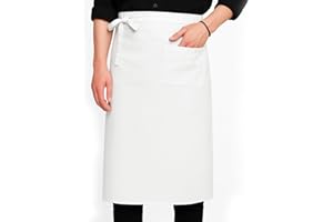 MBAIYO Vorbinder Schürze mit Tasche, Verstellbare Lang Vorbinder 68x70cm Kochschürze Halbe Kellnerschürze Arbeit Taillenschürze Schwarz für Männer Damen Herren Küche Restaurant Bistro Florist Cafe