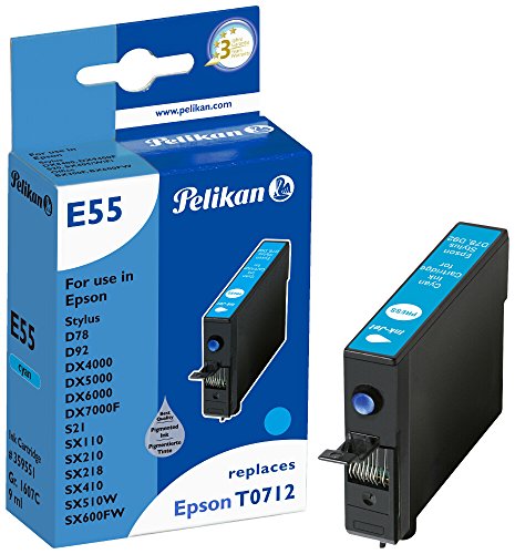 Pelikan Druckerpatrone E55 ersetzt Epson T07124011, Cyan (pigment)