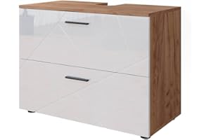 Vicco mobile sottolavabo per bagno Irma, Rovere/Bianco lucido, 80 x 58.6 cm