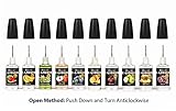 Salcar® 10 Pack 10ml E-Liquid für E-Zigarette, 0,0mg Nikotin, Apfel, Ananas, Banane, Blaubeere, Orange, Pfirsich, Traube, Wassermelone, Kirsche, Kiwi-smoothie - 