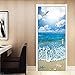 Produktbild YS753 Creative DIY PVC Waterproof Self-Adhesive Door Sticker Wall Mural Blue Sky White Clouds Beach Seascape 3D Photo Wallpaper Decal 77X200Cm