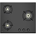 KAFF | ASHFORD Built-in Hob | 3 Burners Auto Electric Ignition 60 CM, Full Brass Burners with Flame Failure Device | 8 MM Thick Toughened Glass Black | ASF 603