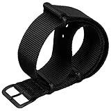 G10 NATO ZULUDIVER® Nylon Militär Uhrenarmand, Schwarz, PVD IP Schwarze Verschlüsse, 22mm