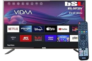 BSL BEAUTIFUL SOUND LINE BSL-50T2SV VIDAA Smart TV 50 Pouces WiFi RJ45 Résolution UHD 3840 x 2160p USB DVBT2/S2/C Compatible avec Youtube, Netflix, Disney +, Dazn, Prime, HDMI