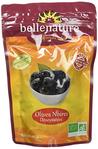 Belle Nature Olives Sachet Noires Dénoyautées Bio 400 g