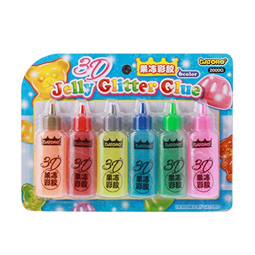 MagiDeal 6pcs Farben Waschbarer Glitter Glue Glue Stifte Glitter Gelmalstifte 9cm 25g - 4