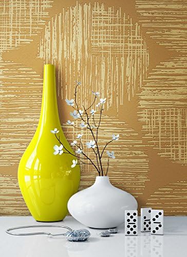 Non-woven wallpaper/Metallic Beige Gold Circles Elegant Beautiful Elegant Graphic Design Modern Design For Living Room, Bedroom or Kitchen with the Newroom Wallpapering Professional Brochure with Super Tips., fleece, Kreismuster Beige Gold, 10,05 m x 53 cm