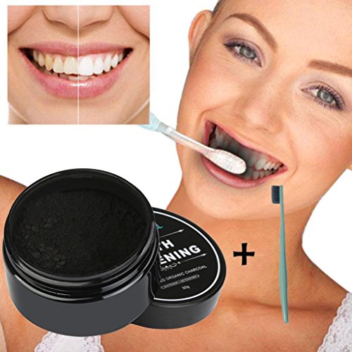 Premium 30g Aktivkohle - Holeider 100% organisches Pulver - Keine chemischen Zusätze - Erfrischt den Atem - Veganes Aktivkohlepulver - Für Bleaching und Zahnaufhellung - Active Carbon Activated Charcoal+Toothbrush