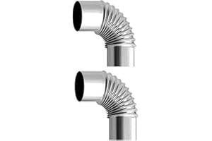 RURUNKLEE 90° Elbow Chimney Pipe, 2 Pack Ø 60mm Stainless Steel Stove Pipe Elbow, Heat Resistant Flue Pipe for Stoves