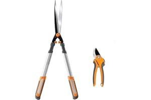 AIRAJ Garden Hedge Shears,61CM Manual Hedge Shears with Steel Wavy,Home Garden Pruner Perfect for Trimming Borders, Boxwood, and Tall Bushes