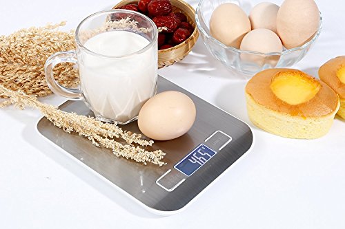 QITAO® Digitale Küchenwaage, Digitalwaage Professionelle Waage, Electronische Waage, Küchenwaage, Briefwaage, Hohe Präzision auf bis zu 1g/0.01oz (5kg/ 11 lb Maximalgewicht), Tara-Funktion, LCD-Display, Inkl. Batterie - 4
