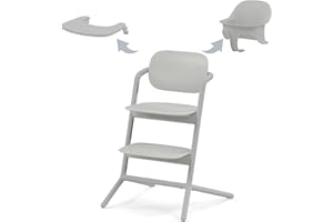 Cybex Gold LEMO Wysokie krzesełko 3 w 1, Rosnące, Do użytku od urodzenia dzięki oddzielnemu Cybex Bouncer, W zestawie zestaw dla niemowląt i tacka na przekąski, Drewno, Suede Grey (Zamszowy Szary)