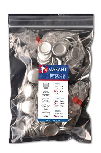100 Buttons to Cover - Made in USA - Cover Buttons With Flat Backs Size 45 (1 1/8) by Maxant Buttons