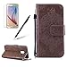 Produktbild Girlyard PU Lederhülle für Samsung Galaxy A8 2018/ A5 2018 Wallet Flip Case, Vintage Blumen Muster Schutzhülle mit Lanyard Strap Handyhülle Standfunktion Karteneinschub und Magnetverschluß Etui - Braun