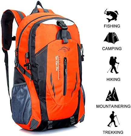 Hiking Backpack 40L Waterproof Trekking Internal Frame Rucksack Backpack Outdoor Sport Daypack Mountaineering Backpack for Outdoor Travel Hiking Climbing Camping Mountaineering Rucksack (Orange, 40L)