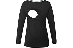 Smallshow Mujer Top Camiseta Premamá Lactancia De Manga Larga 3 Pack