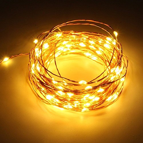 SOLMORE LED Lichterketten Warmweiß Drahtlichterkette Lichterdraht Schnur Licht String Kupferdraht Weihnachtsdeko 100LED 10M wasserdichte Garten Hochzeit Party Weihnachtsbeleuchtung IP65 Batterie - 3