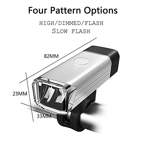 Silber LED Fahrradbeleuchtung Set USB Wiederaufladbare LED Fahrradlicht Set LED Frontlichter Frontlich und Rücklicht - 4
