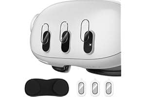 ALAFLY 2 Set Camera Lens Protector & 1 Lens Cover for Meta Quest 3, VR Accessories Included Black Circle Tempered Glass Lens Films, Soft Durable Lens Cover