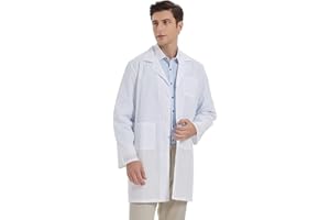 UNAKU UNAKU Bata de Laboratorio Enfermera Sanitaria de Trabajo Blanca Con Manga Larga Para Hombre