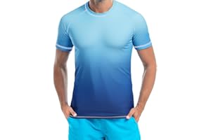 AYBUY Rashguard Homme,Manches Courts Hauts de Bain Anti-UV Homme,T-Shirt de Sport pour Hommes pour Natation Surf Plongée Plage,Sechage Rapide Manches Courts T Shirt Homme