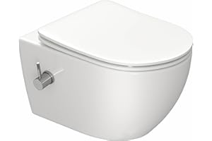 TEAL HOME wc con ugello integrato, sospeso con funzione bidet, rivestimento nano-rivestimento, rubinetto, sedile con abbassamento automatico, 53 x 36 x 35 cm