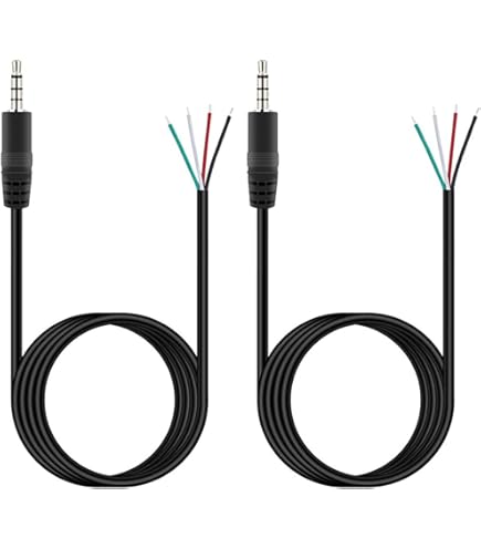 Lot De 2 Câbles Audio Jack Mâle 4 Pôles 1/8 – 0,30m – Uxcell