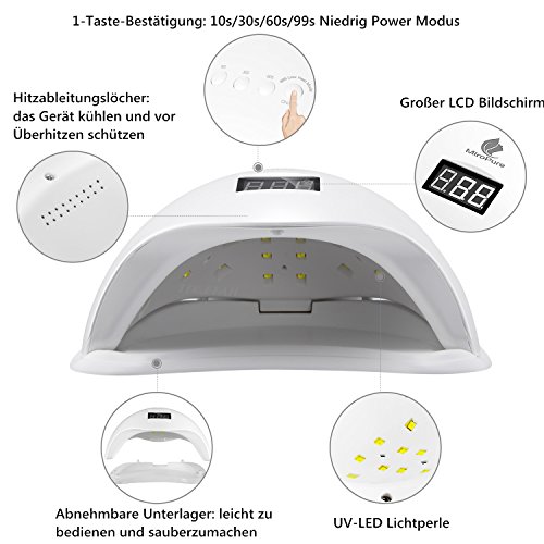 MiroPure 36W UV LED Nagellampe Nageltrockner mit LCD Display 4 Zeiteinstellungen samt 2 Nagelfeilen - 5