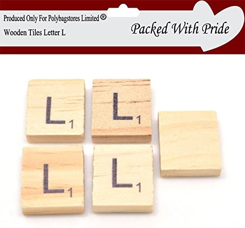 PACK OF 10 LETTER L - WOODEN SCRABBLE TILES WITH BLACK LETTERS - THESE TILES ARE PRODUCED AND PACKAGED ESPECIALLY FOR POLYBAGSTORES LIMITED® (Letter L)