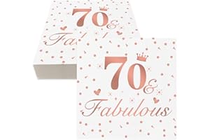 BASONG Rose Gold 70th Birthday Serviettes with Glitter, 40Pcs 70th Birthday Decoration Napkins, Custom 70th Table Decoration Disposable Paper Napkins for Anniversary Birthday Party