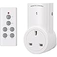 HBN Remote Control Plug Socket, 13A/3120W Wireless Light Switch 30M/100ft Operating Range for Household Appliances, 1 Pack Sockets and 1 Remote