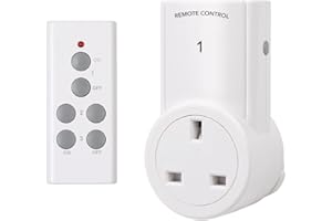 HBN Remote Control Plug Socket, 13A/3120W Wireless Light Switch 30M/100ft Operating Range for Household Appliances, 1 Pack Sockets and 1 Remote