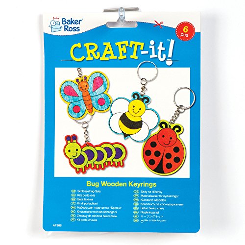 Insekten-Schlüsselanhänger aus Holz für Kinder zum Ausmalen und Verzieren (6 Stück) - 3