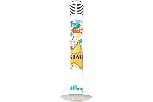 Lexibook iParty, Karaoké Micro Star Bluetooth® avec Fonction Changement de Voix, Microphone pour Chanter, Haut-Parleur Lumineux 5W, Port Micro SD, Blanc/Bleu, MIC210