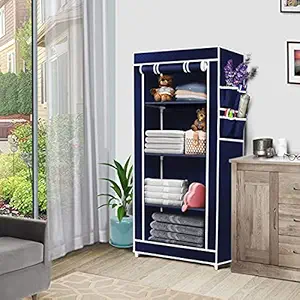 Seven Yten Metal Collapsible Wardrobe Organizer Blue ,1 Door