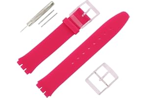 MMBAY 16MM Ultra-Thin Ladies Rubber Watch Band Compatible Swatch Replacement Silicone Watch Strap Waterproof Watch Wristband for Women SFK360 SFK397 and so on
