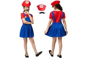 Aofentop Super Workman Fancy Dress Costume - Super Brothers Plumber Fancy Dress Costume Set for Adults Carnival Party Halloween Plumber Cosplay Outfit