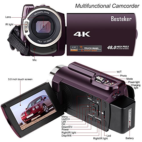 Camera-Camcorder-Besteker-4K-Ultra-HD-Wi-Fi-Camcorder-48MP-Video-Camcorder-16x-Digital-Zoom-Camcorder-with-Infrared-Night-VisonRemote-Control30IN-Rotation-Touch-Screenpurple