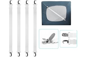 FOGARI Verstellbare Bettlakenspanner, 4 Stü Betttuchspanner Elastische Bettlakenspanner Lakenspanner mit Metallclips Matratzenspanner für Bettlaken Matratze Bügelbrett Oder Sofa (50-200cm)