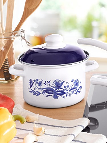 Karl Krüger 86801 Zwiebelmuster Emaille-Topfset, weiß / blau, 5 Einheiten, 50 x 38 x 26 cm - 2