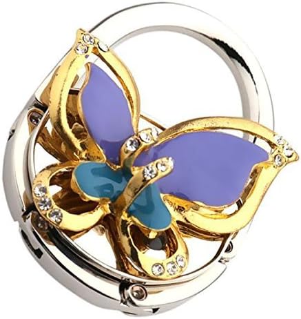 SUxian Butterfly Folding Table Edge Bag Handbag Purse Hook Hanger Holder (Blue)