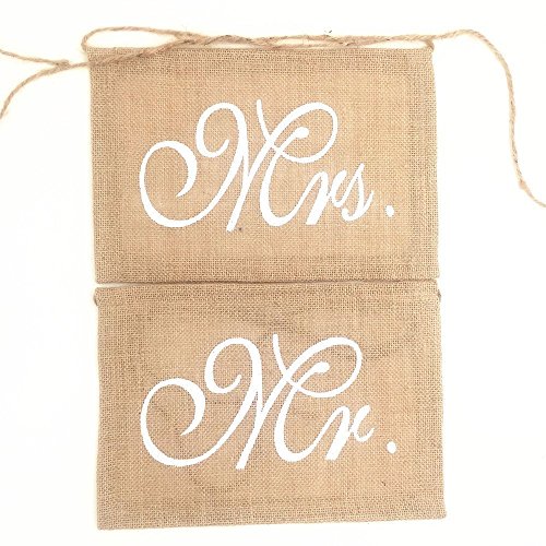 KeeKa Vintage Mr & Mrs Jute Flagge Fahne Stuhl Deko für Hochzeit PartyZeremonielle Deko