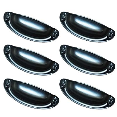 MagiDeal 6pcs Rétro Vintage Noir Coquille Métallique Poignée Porte Cabinet Tiroir Placard Armoire Bouton Tiroir-caisse Traction+12pcs Vis-108x40mm